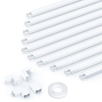Abbildung von Einschnur Kabelkanal, Selbstklebend Weiss Mini, Lackierbarer zum Verstecken eines Netzkabels, Lautsprecherkabels oder TV Kabels zu Hause im Büro 10X L400mm, B15mm, H10mm