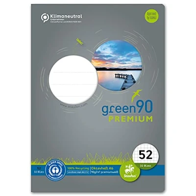 Abbildung von 10 x Staufen Oktavheft Green A6 kariert 5mm Lineatur 52 32 Blatt