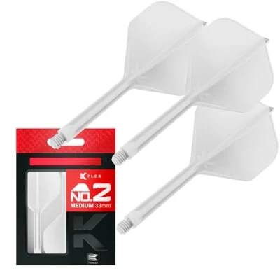 Abbildung von Target Darts K Flex Integrierter Dart Flug und Schaft, Nr. 2 Weiß (Mittel) 3er Pack 2, Präzisionsgeformte in 1 Flüge Schaft Professionelles Zubehör