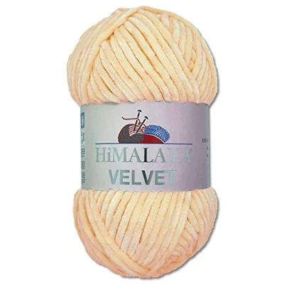 Abbildung von Wohnkult Himalaya 100 g Velvet Dolphin Wolle 40 Farben zur Auswahl Chenille Strickgarn Flauschgarn Glanz Accessoire Kleidung Decken (90033 Apricot)
