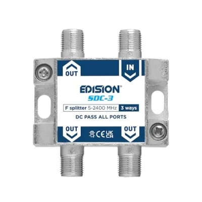 Abbildung von EDISION SDC 3 SAT Verteiler Splitter Fach geignet für TV, Satellit, Kabel Fernseher, Radio, Unicable, Frequenzbereich 5 2400Mhz, DVB S2, T2, C, DC Durchgang, Wege