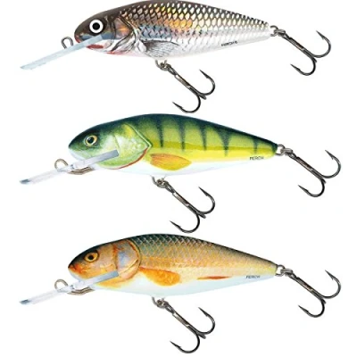 Abbildung von Salmo Perch Deep Runner Wobbler Jerkbaits für Hecht Zander Barsch Hechtköder Hechtwobbler Barschwobbler 8cm / 14g Tiefläufer 1.5 4.6m