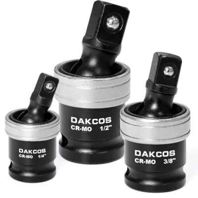 Abbildung von DAKCOS Kraft Kugelgelenk Kreuzgelenk Gelenksatz mit Kugelfeder, 3 tlg. 1/4&quot; 3/8&quot; 1/2&quot; U Kugelkopf, CR MO