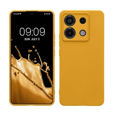 Abbildung von kwmobile Handyhülle kompatibel mit Xiaomi Redmi Note 13 Pro 5G / Poco X6 Hülle Handy Case aus weichem Silikon in Honiggelb