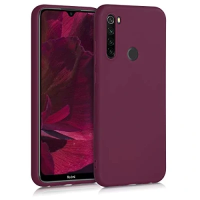 Abbildung von kwmobile Hülle kompatibel mit Xiaomi Redmi Note 8T weiches TPU Silikon Case Cover geeignet für kabelloses Laden Bordeaux Violett