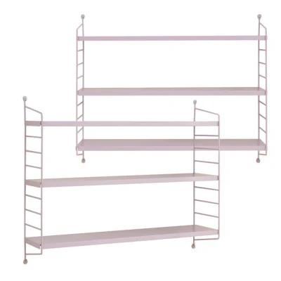 Abbildung von [en.casa] Modulares Wandregal Strängnäs 2er Set Metallregal Lila Hängeregal mit 3 Regalböden Badregal Küchenwandregal Wandablage Wohnzimmer
