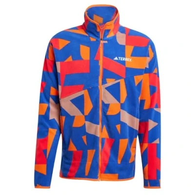 Abbildung von Adidas Terrex Multi Printed FULL ZIP Fleecejacke, Herren, Größe: Medium, Warm clay/semi lucid blue