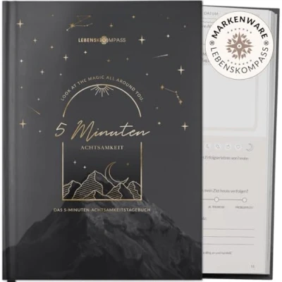 Abbildung von 5 Minuten Achtsamkeitstagebuch “Cosmic von Lebenskompass® Tagebuch für mehr Dankbarkeit, Achtsamkeit, Selbstliebe &amp; Motivation Journal deine Persönlichkeitsentwicklung