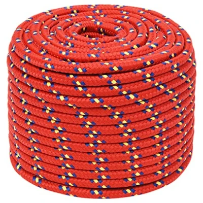 Abbildung von vidaXL Bootsseil Ankerleine Festmacher Tauwerk PP Leine Seil Tau Polypropylenseil Geflochten Flechtleine Rot 12mm 25m Polypropylen