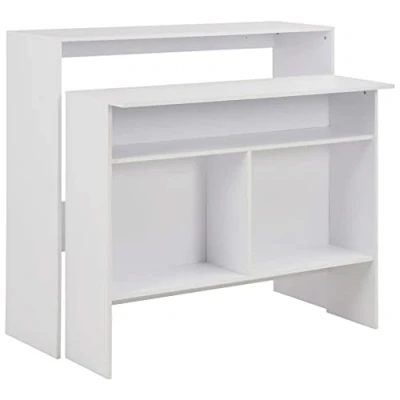 Abbildung von vidaXL Esstisch Bartisch mit 2 Tischplatten Weiß 130x40x120 cm (1 St)