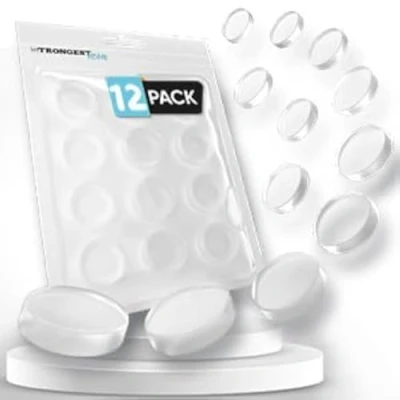 Abbildung von Strongest Home Wand Türgriff Stopper Set. 12 Stück klarer Gummi Türgriff, rundes Wandschild Kissen. Quiet Wall Protector für Türgriff. Guard Door Bumper Schalldämpfer. Selbstklebend