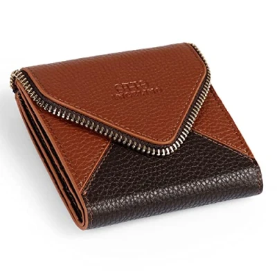 Abbildung von Otto Angelino Echtleder Geldbörse im Briefumschlag Design RFID Schutz Unisex, Braun