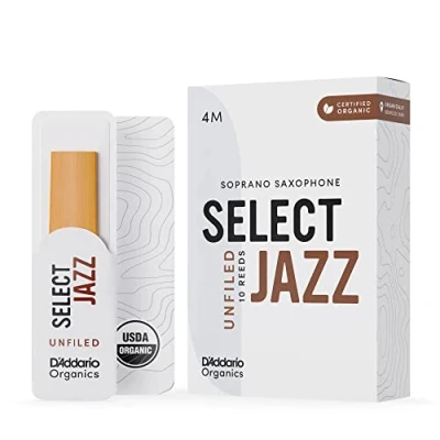 Abbildung von D&#039;Addario Organisch Select Jazz Unfiled Soprano Saxophon Stimmzungen Saxophonrohre 4 Mittel, 10 Packung