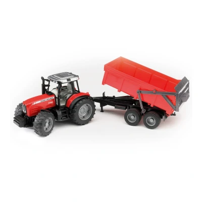 Abbildung von Bruder Traktor Massey Ferguson 7480 + Wannenkippanhänger