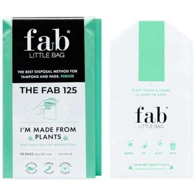 Abbildung von Fab Little Bag Hygienebeutel für Tampons, Damenbinden, Binden Verhindert Geruch, verschließbar, umweltfreundlich, reisefreundlich Packung mit 125 Damenhygienebeutel Sixer Pack