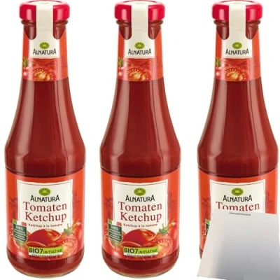 Abbildung von Alnatura Bio Tomaten Ketchup fruchtig aromatisch vegan 3er Pack (3x500ml Flasche) + usy Block