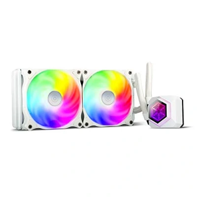Abbildung von SilverStone Technology SST PF240W ARGB V2 PermaFrost Premium Wasserkühler, zweifach einstellbare 120 mm PWM, ARGB, Intel/AMD, weiss