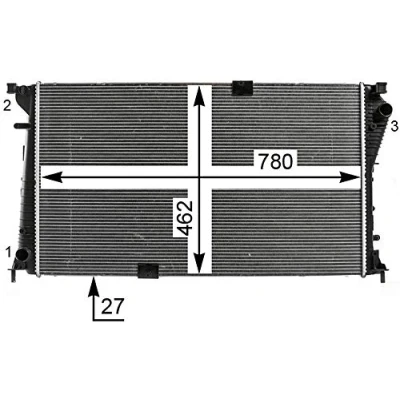 Abbildung von MAHLE ORIGINAL CR 19 000P Kühler, Motorkühlung 780 462 27 Kühlrippen gelötet OPEL: Vivaro A Kastenwagen, Combi