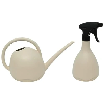 Abbildung von MePla Set Gießkanne Meduza 1,8L + Sprüher 0,7L Creme, wetterfest aus UV beständigem Kunststoff