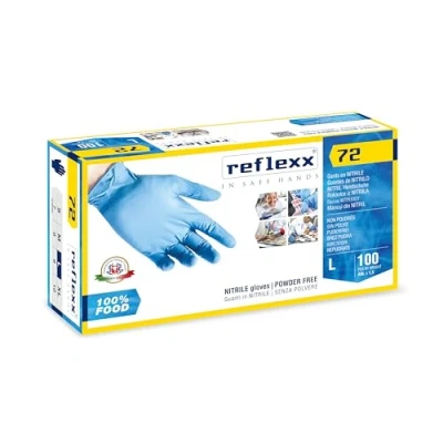 Abbildung von Reflexx R72, puderfreie Nitrilhandschuhe, L, hellblau, 100