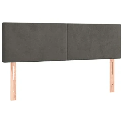 Abbildung von vidaXL Kopfteil 2 STK., Bettkopfteil mit Holzbeinen, Höhenverstellbar Polsterkopfteil für Bett, Betthaupt Bettzubehör Schlafzimmer, Dunkelgrau 72x5x78/88cm Samt
