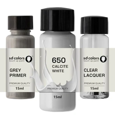 Abbildung von SD COLORS Calcitweiß 650 Reparaturset Lackstifte, 15 ml, CALCIT WEISS (Farbe + Grundierung Lack)