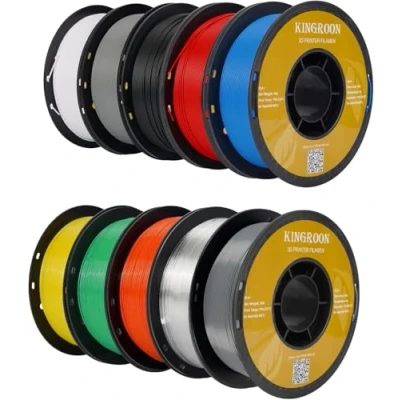 Abbildung von kingroon 3D Printer Filament PLA Druckerfilament,… (Polymilchsäure, Schwarz, weiß, grau, blau, gelb, gelb grün transparent orange silber pla)