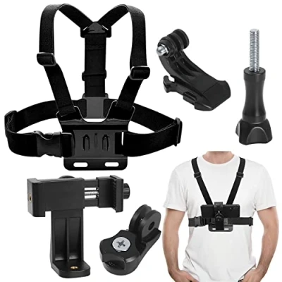 Abbildung von Handy Brustgurthalter, Brusthalterung, Kamera Handyhalterung Körper, Multifunktions Gurthalter Clips Verstellbarer Fixierungshalterung für GoPro Hero 2018/7/6/5/4/3, Session,