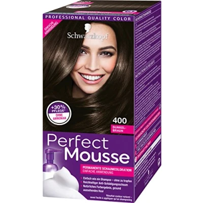 Abbildung von Schwarzkopf Perfect Mousse Permanente Schaumcoloration, 400 Dunkelbraun Stufe 3, 3er Pack (3 x 93 ml)