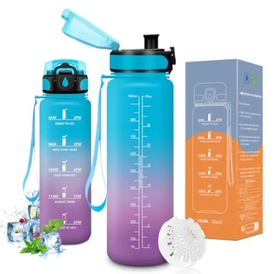 Abbildung von Vikaster Flasche, Trinkflasche 1l, Fahrrad, Kohlensäure Geeignet, Sportflasche für Kinder, Schule, Fitness, Outdoor