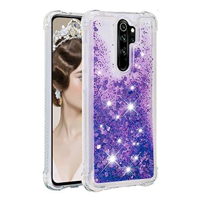 Abbildung von KBIKO zxl Kompatibel mit Hülle Xiaomi Redmi Note 8 Pro Glitzer Handyhülle, Glitter Flüssig Treibsand Case Silikon TPU Bumper Schutzhülle Mädchen Frauen für Pro.Purple YBL