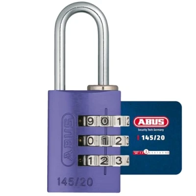 Abbildung von ABUS Zahlenschloss 145/20 Lila Kofferschloss, Spindschloss u. v. m. Aluminium Vorhängeschloss individuell einstellbarer Zahlencode Sicherheitslevel 3
