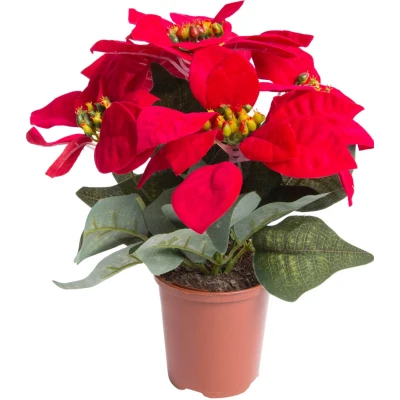 Abbildung von Botanic Haus Kunstblume &quot;Weihnachtsstern in braunem Kunststofftopf&quot;