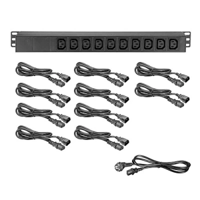 Abbildung von Adam Hall Cables 87471 IEC 19&quot; Stromverteiler 1HE 10 Fach mit C13 Kaltgerätebuchsen