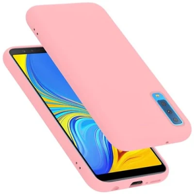 Abbildung von Cadorabo Hülle kompatibel mit Samsung Galaxy A7 2018 Silikon Handyhülle für Case aus flüssigem stoßfeste dünne TPU Schutzhülle Liquid PINK
