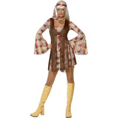 Abbildung von Smiffys Kostüm Groovy Hippie, Peace, Love und bunte Farben