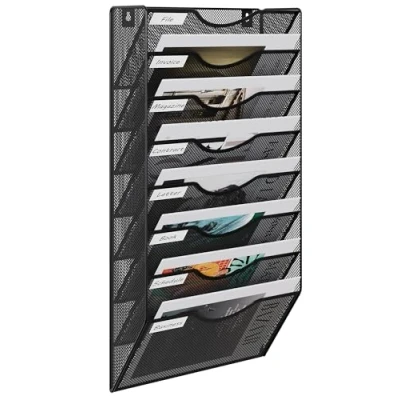 Abbildung von EasyPAG 8 Fächer Metall A4 Zeitschriftenhalter Wand Zeitschriften Wandhalter Aktenablage Dokumentenhalter Hängend Magazin Organizer Flyerhalter Prospektspender,Schwarz
