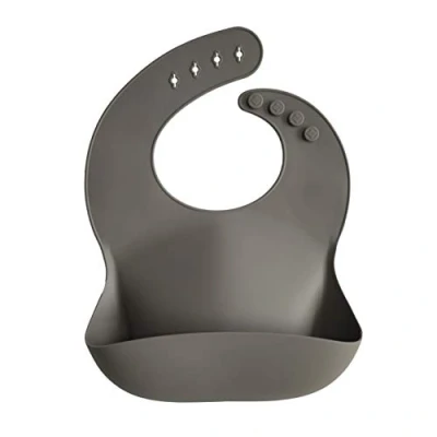 Abbildung von mushie silikon bib für Kinder Lätzchen mit Auffangschale BPA frei wasserdicht Abwaschbar verstellae Passform Sichere &amp; Hochwertige Kleinkinder Baby Dove Grey