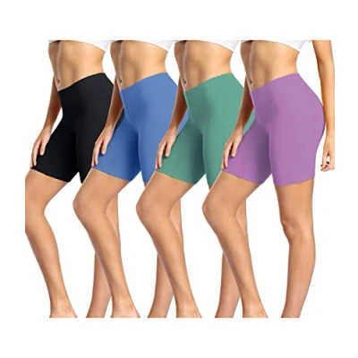 Abbildung von wirarpa Radlerhose Damen Kurz Baumwolle Boxershorts Unter Kleid Rock Unterhosen mit Bein Anti Scheuern Leggings 4er Pack Mehrfarbig Größe XL