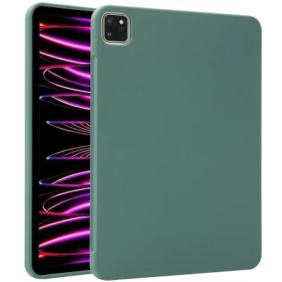 Abbildung von Liquid Silicone Back Cover mit Stifthalter für das iPad Pro 11 (2018 2022) Dunkelgrün