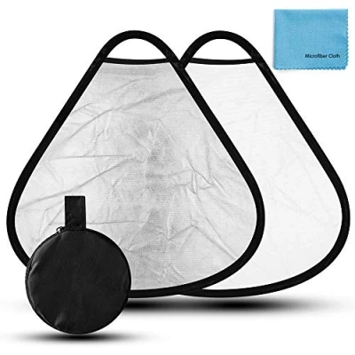 Abbildung von Fotover 30cm 2 in 1 Dreieck Faltreflektor/Lichtreflektor mit Handgriff und Tragetasche Fotografie Studio
