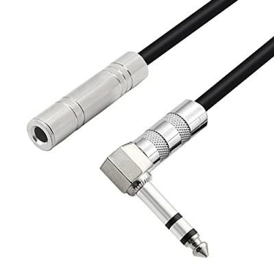 Abbildung von PNGKNYOCN 6,35 mm Stereo Verlängerungskabel, rechtwinklig, Stecker auf Buchse, TRS Audiokabel für Verstärker, Gitarren, Heimkino Ausrüstung usw. (50 cm)