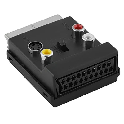 Abbildung von BestPlug Audio Video Adapter mit Schalter, 1 Scart Stecker auf 3 Cinch Buchse S VHS und Buchse, Schwarz