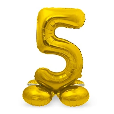 Abbildung von Figurenballon 5 stehend Gold 72 cm