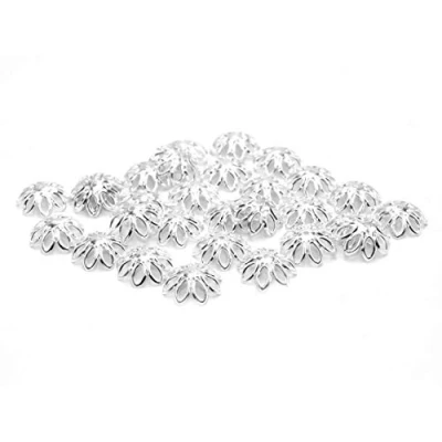 Abbildung von Vintageparts Perlkappen in Blütenform silberfarben 14mm 30 Stück zum Schmuck selber basteln