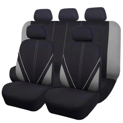 Abbildung von Flying Banner Universal atmungsaktive Netzstoff Autositzbezüge, komplettes Set Airbag kompatible Kissen Schutz (Schwarz und Grau)