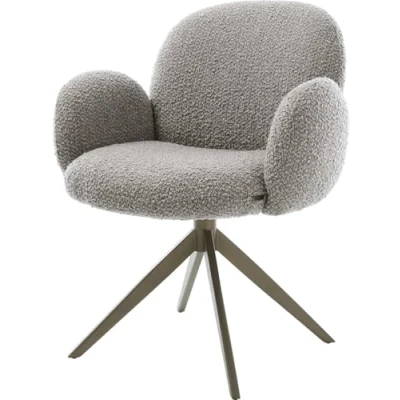 Abbildung von Drehstuhl Nube Flex mit Armlehnen Bouclé Silbergrau Kreuzgestell breit Effektfinish Titan 360 drehbar Wippfunktion Taschenfederkern