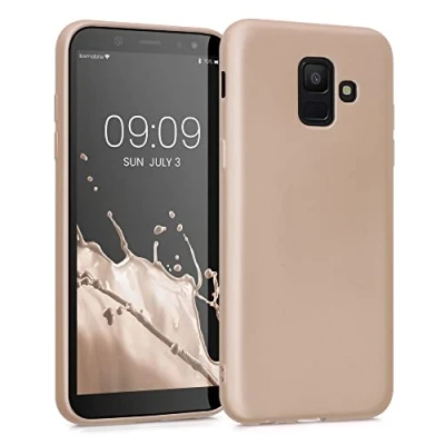 Abbildung von kwmobile Case kompatibel mit Samsung Galaxy A6 (2018) Hülle Schutzhülle aus Silikon metallisch schimmernd Handyhülle Metallic Gold