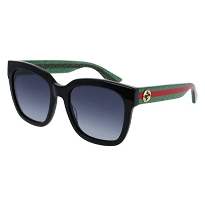 Abbildung von Gucci Damen GG0034SN 001 Gläser SONNENBRILLEN Acetat Schwarz Grau Quadratisch