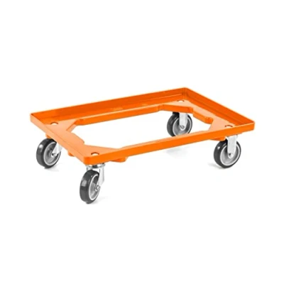 Abbildung von aidB Kunststoff Transportroller Offen Orange mit Gummiräder, 2 Lenkrollen und Bockrollen Einzel